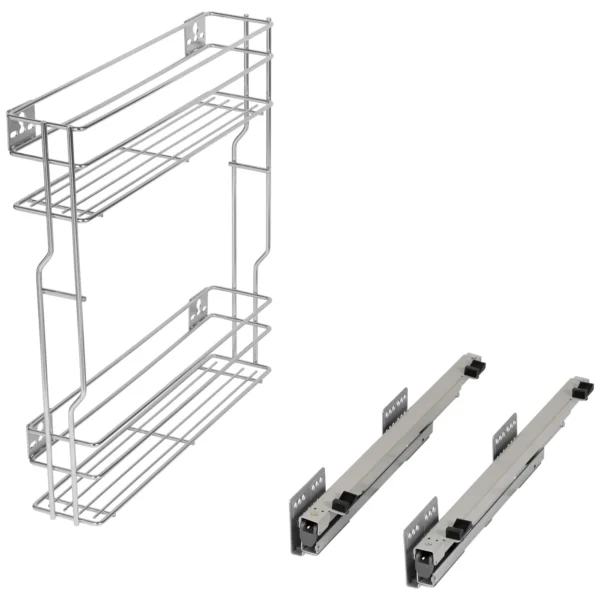 Dwupoziomowe cargo bocznego montażu do szafki 150mm Prawe cichy domyk ocynk