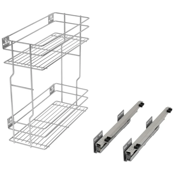 Dwupoziomowe cargo bocznego montażu do szafki 250mm Prawe cichy domyk ocynk